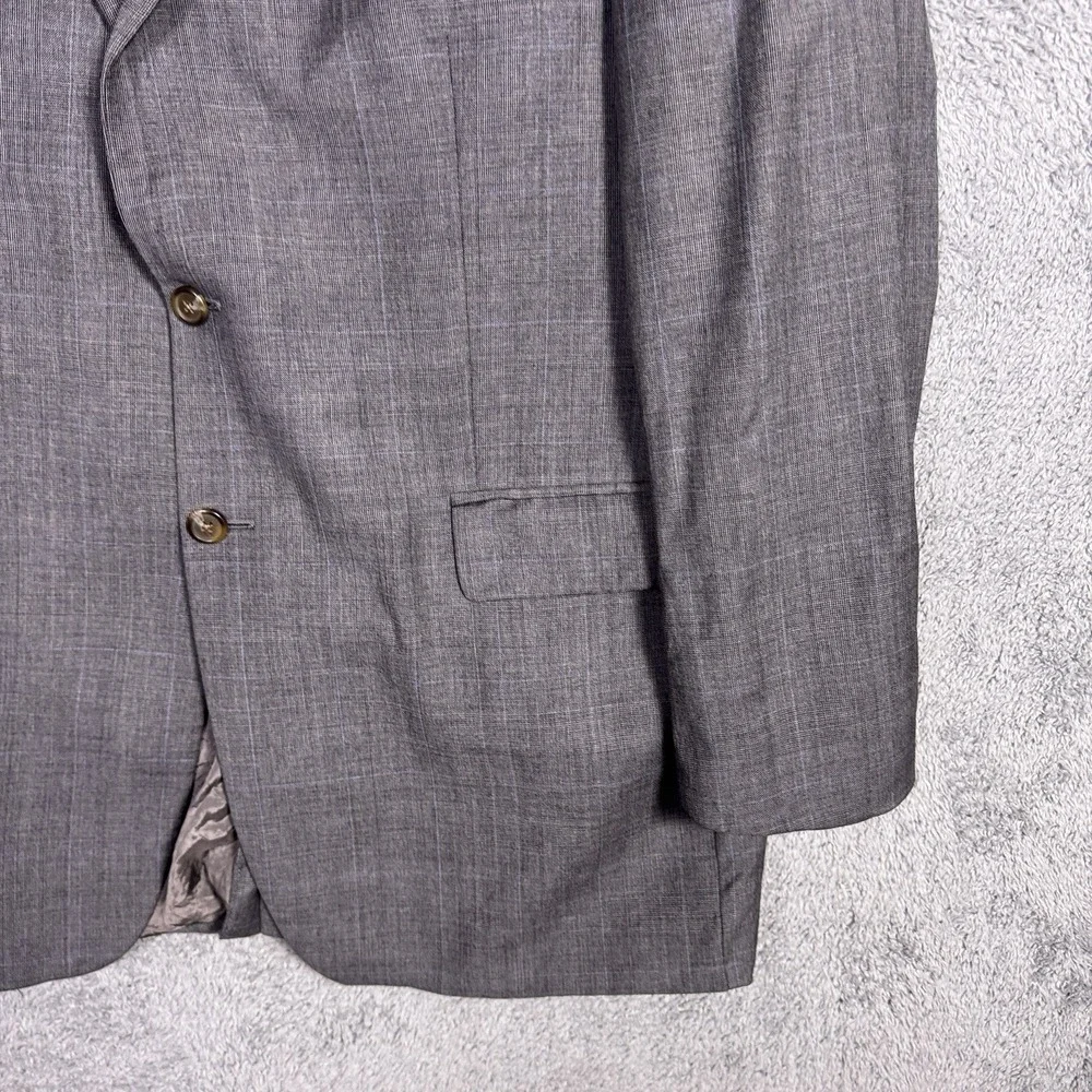 Ralph Lauren Blazer Men 46L Wool Suit Jacket Windowpane Herringbone Glen